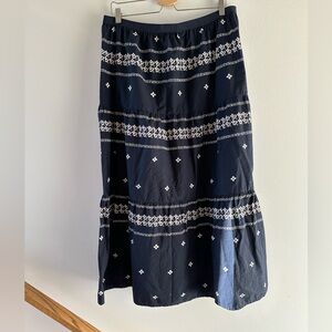 Tommy Hilfiger Dark Blue and White Patterned Maxi Skirt